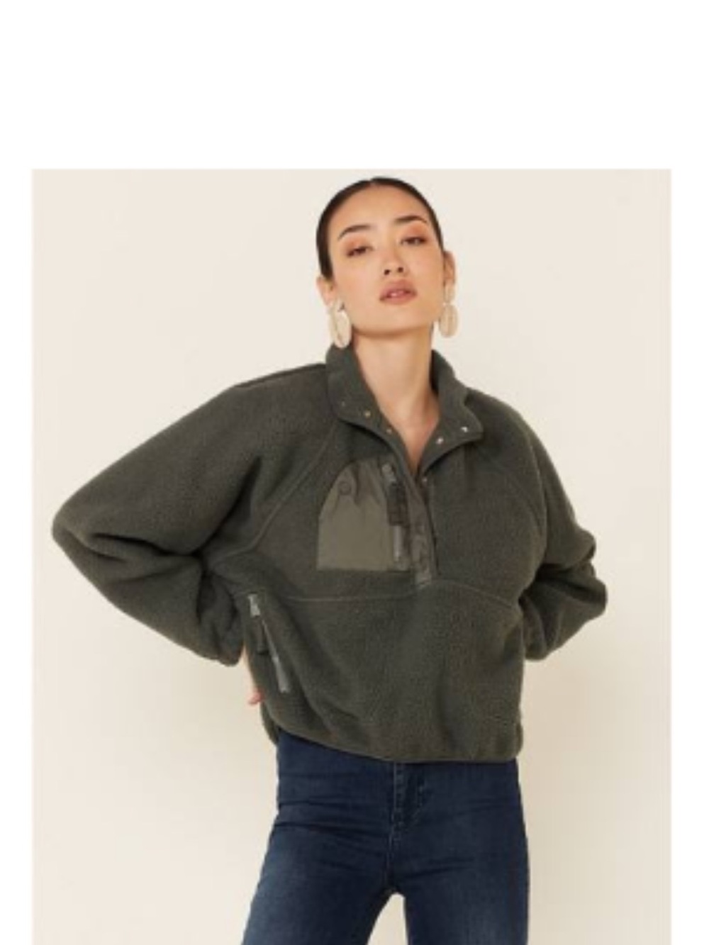 Free People Hit the Slopes Pullover - brown/green
